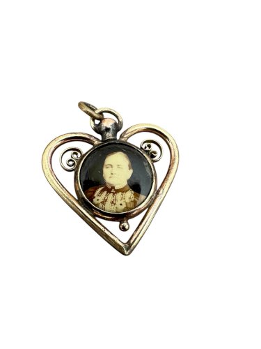 Pendentif 19e cœur photos De couple Recto-Verso Souvenir Charme Vintage