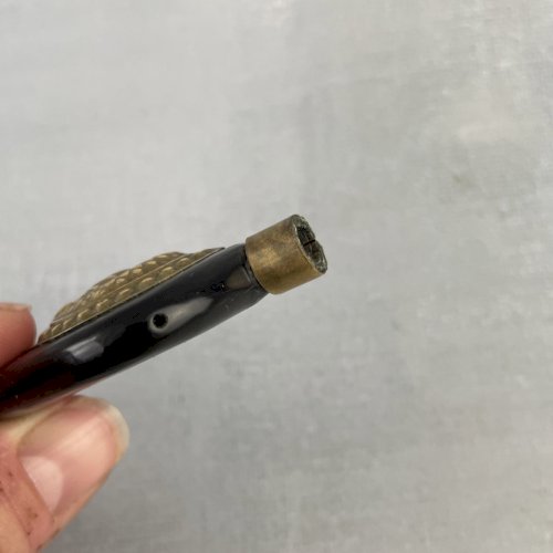 Pendentif amulette fiole bouteille à parfum potion ou poisson en laiton & corne