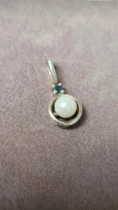 Pendentif ancien argent 835 et perle de culture