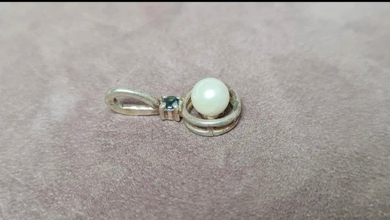 Pendentif ancien argent 835 et perle de culture