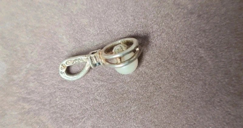 Pendentif ancien argent 835 et perle de culture