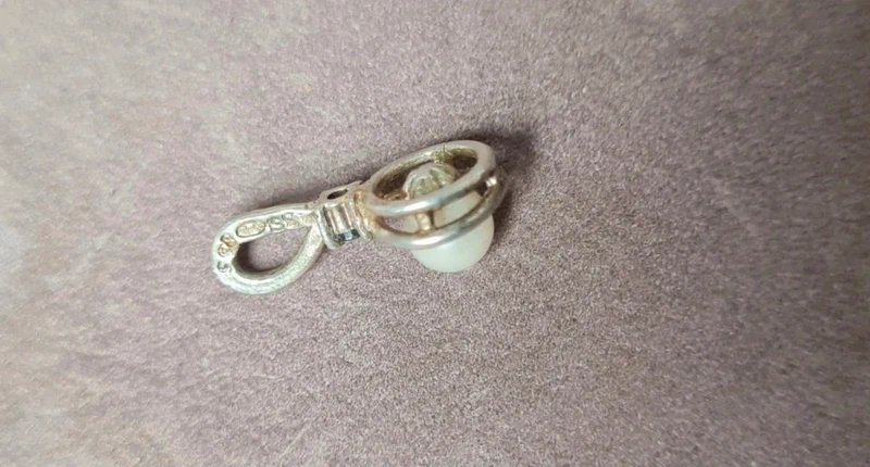 Pendentif ancien argent 835 et perle de culture