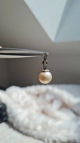 Pendentif ancien art déco saphir et fausse perle