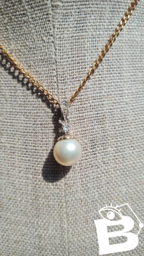 Pendentif ancien art déco saphir et fausse perle