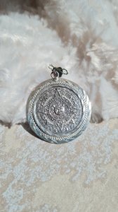 Pendentif ancien calendrier Maya en argent-grande médaille 15,95 grs