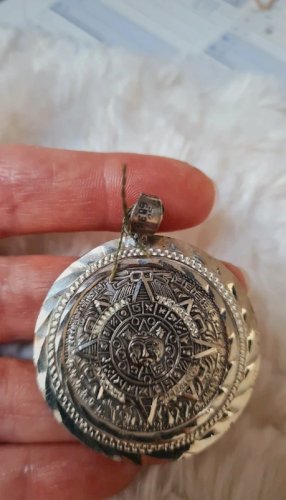 Pendentif ancien calendrier Maya enargent-grande médaille 15,95 grs
