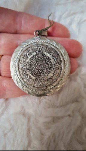 Pendentif ancien calendrier Maya enargent-grande médaille 15,95 grs