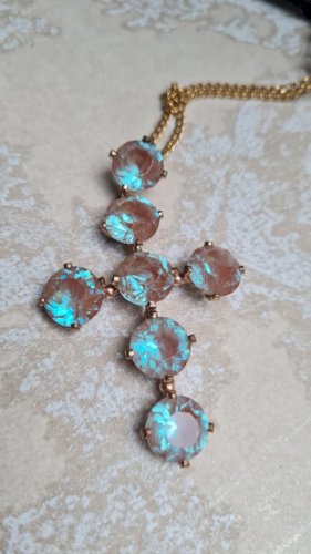 Pendentif ancien croix pierre saphiret ou saphirette - 1900