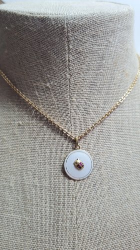 Pendentif ancien émaillé avec une coccinelle saphir - porte-bonheur - plaqué or