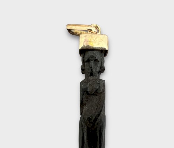 pendentif ancien or 18 carats Bois Vintage Sculpture Ethnique Afrique Unisexe