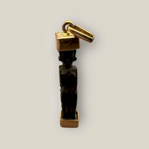 pendentif ancien or 18 carats Bois Vintage Sculpture Ethnique Afrique Unisexe
