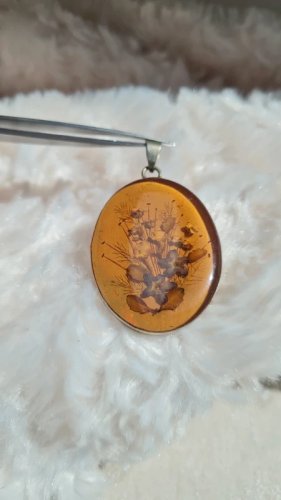 Pendentif ancien oversize fleurs en inclusion
