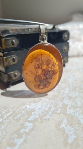 Pendentif ancien oversize fleurs en inclusion