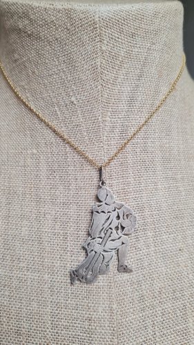 Pendentif ancien - Pierrot - Arlequin - médaille ajourée ancienne