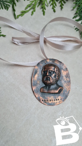 Pendentif Antique tête ( Euripides ) de l histoire grecque en cuivre