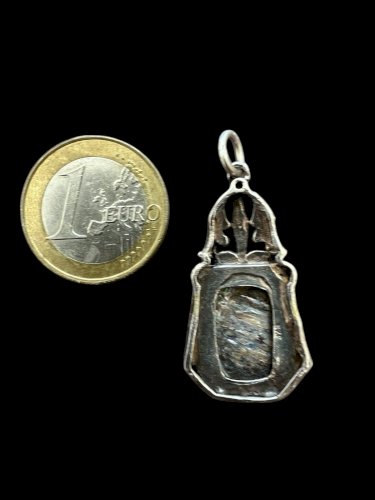 Pendentif argent massif et nacre vintage style art déco élégant et chic