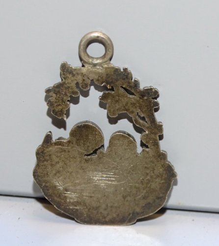 -PENDENTIF ARGENT Poinçon Tête Sanglier 2 AMOURS  CADEAU NAISSANCE ou BAPTEME  D
