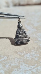 Ancient Buddha pendant in 835 silver double-sided