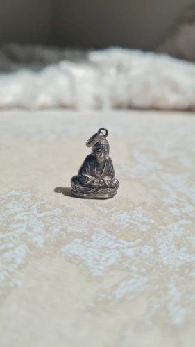 Pendentif Bouddha ancien en argent 835 double face