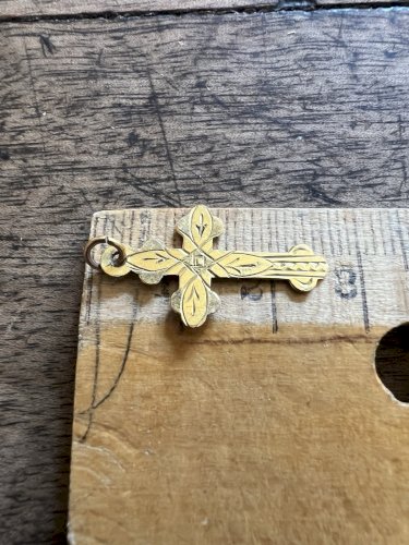 Pendentif breloque Plaqué or Vintage Unisexe Croix ancien XIXe siècle