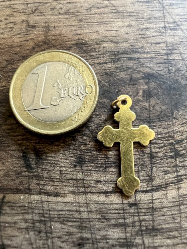 Pendentif breloque Plaqué or Vintage Unisexe Croix ancien XIXe siècle