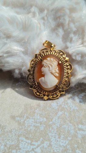 Pendentif Camée en nacre et plaqué or ( Fix )