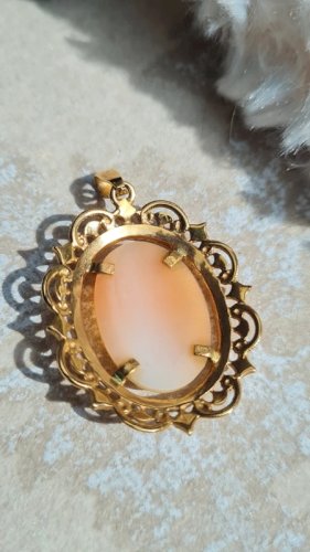 Pendentif Camée en nacre et plaqué or ( Fix )