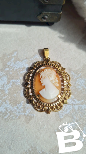 Pendentif Camée  en nacre et plaqué or ( Fix )