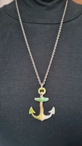 Enamelled marine anchor pendant