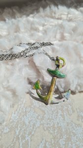 Enamelled marine anchor pendant