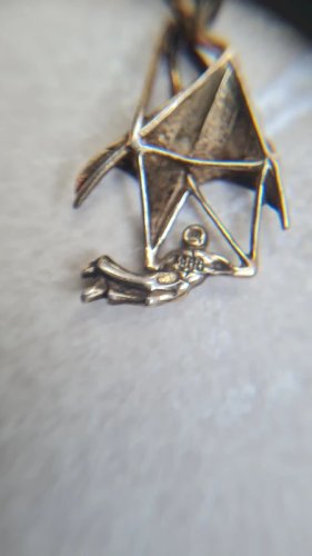 Pendentif en argent 800 homme en deltaplane- vermeil