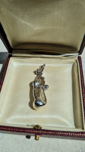Pendentif  en argent strass et perles