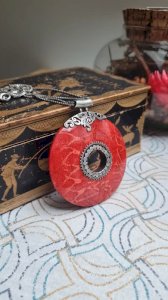 Pendentif en corail Gorgone et argent avec sa chaine
