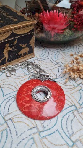 Pendentif en corail Gorgone et argent avec sa chaine