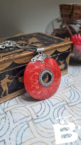 Pendentif en corail Gorgone et argent avec sa chaine