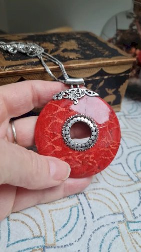 Pendentif en corail Gorgone et argent avec sa chaine