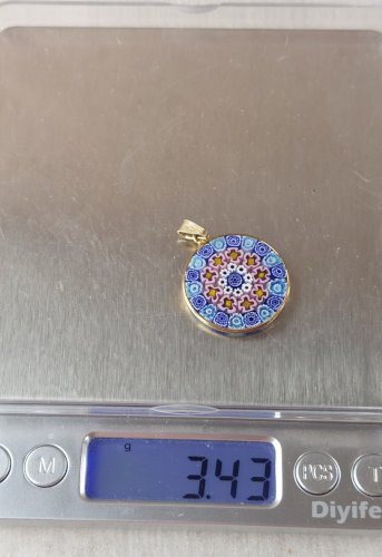 Pendentif, en verre Murano Millefiori, Antica Murrina Veneziana, AMV, en argent