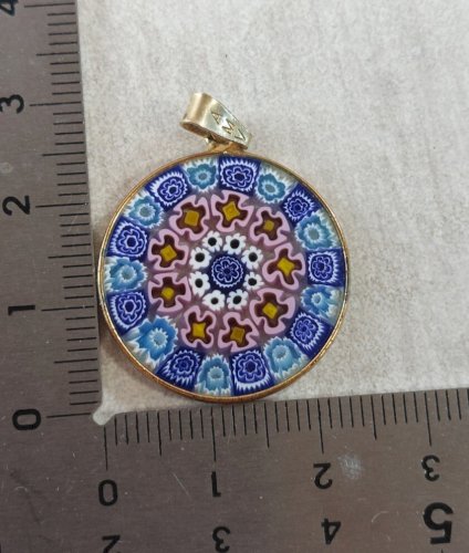 Pendentif, en verre Murano Millefiori, Antica Murrina Veneziana, AMV, en argent