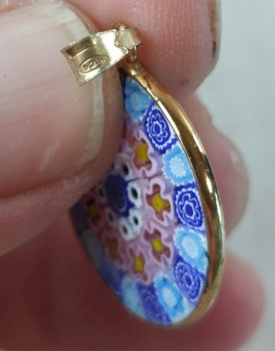 Pendentif, en verre Murano Millefiori, Antica Murrina Veneziana, AMV, en argent