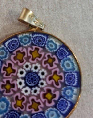 Pendentif, en verre Murano Millefiori, Antica Murrina Veneziana, AMV, en argent