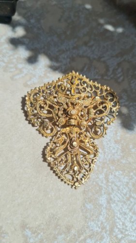 Pendentif et Broche de voyage Géorgien portugais en argent et or ( vermeil )