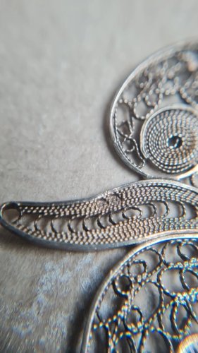Pendentif fleur en argent oversize filigrane