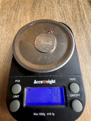 Pendentif médaille vintage vers 1960 argent massif 925 prénom Gisela unisexe