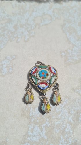 Pendentif Millefiori -Italie - Murano - ancienne en Mosaïques monture laiton