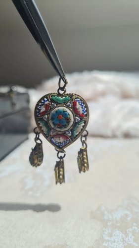 Pendentif Millefiori -Italie - Murano - ancienne en Mosaïques monture laiton