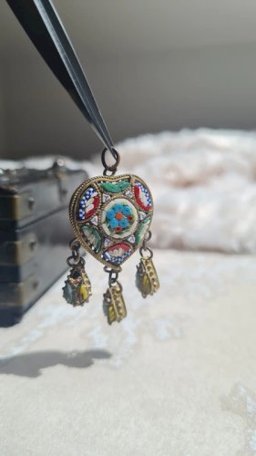 Pendentif Millefiori -Italie - Murano - ancienne en Mosaïques monture laiton