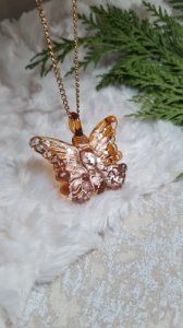 Pendentif papillon oversize style verre de Murano double couleur