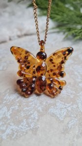 Oversized butterfly pendant Murano glass double color style
