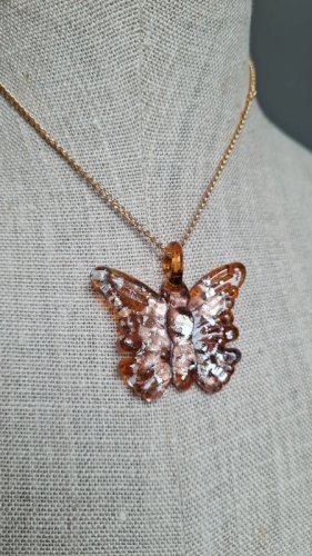 Pendentif papillon oversize style verre de Murano double couleur