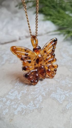 Pendentif papillon oversize style verre de Murano double couleur